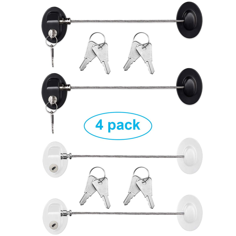 Hotop 4-pack cabinet locks pack packaging with keys and components for safe storage.