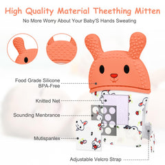 HOTUT teething mittens cow safe silicone soothing gums and hands
