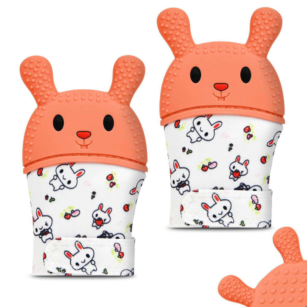 HOTUT teething mittens rabbit soothing gum relief during infant teething