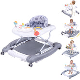 Howeemo 5-in-1 foldable baby walker front view in grey shows versatile modes for growing babies