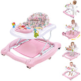 Howeemo 5-in-1 foldable baby walker pink front view demonstrates stable exploration