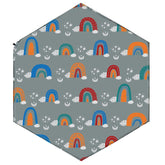 Hoybell hexagon playpen mat inflated rainbow view offers a spacious, safe play surface.