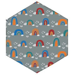Hoybell hexagon playpen mat inflated rainbow view offers a spacious, safe play surface.