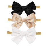 hoyuwak 3pc velvet baby bows white - versatile newborn holiday styling