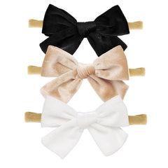 hoyuwak 3pc velvet baby bows white - versatile newborn holiday styling