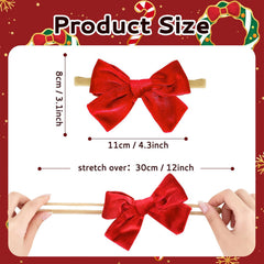 Hoyuwak velvet bows nylon headband closeup shows soft, secure all-day wear.