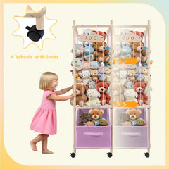 HOYWOUL 55-inch plush toy zoo storage tall design maximizes vertical space.