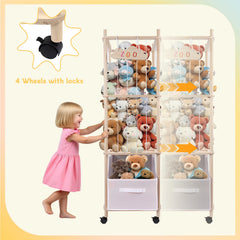 HOYWOUL space-saving plush toy organizer highlights vertical design for clutter reduction