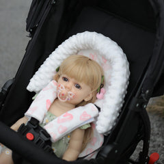 HPIENOYA newborn headrest features breathable minky fabric for soft comfort.