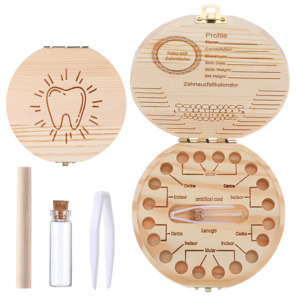 Hpmjz Baby Tooth Fairy Box lid with tooth motif, a charming keepsake accent.