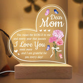 HPYDIY carnation heart 3D crystal acrylic light base glows warmly on a desk