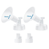 Hranio 19mm flange pair shown for comfortable milk expression with compatible Spectra pumps.