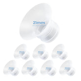 Hranio 21mm flange insert close-up; BPA-free silicone for safe milk contact.