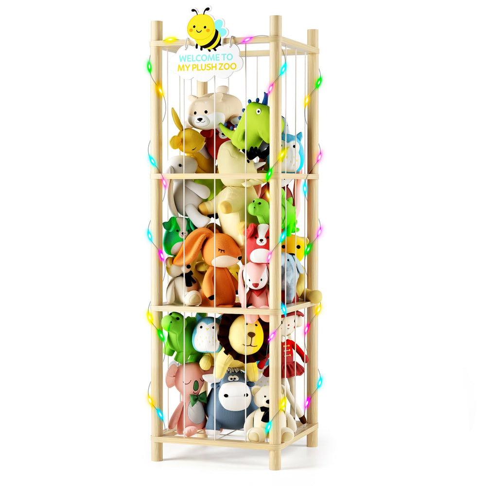 Hsenowi stuffed animal storage zoo assembly shows tidy play area and easy access.