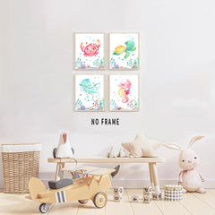 HUACANVASART watercolor sea octopus print brightens nursery walls with playful marine charm.