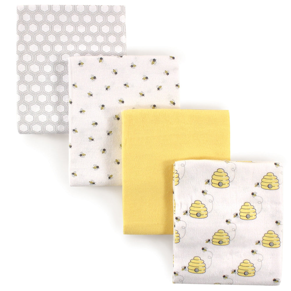 Hudson Baby bee-flannel receiving blanket, soft and gentle for everyday baby use.