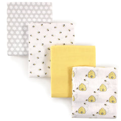 Hudson Baby bee-flannel receiving blanket, soft and gentle for everyday baby use.