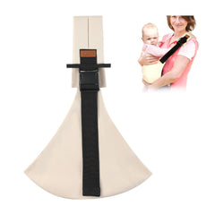 Huefain baby sling beige closeup shows soft cotton and ergonomic support for comfortable wear.