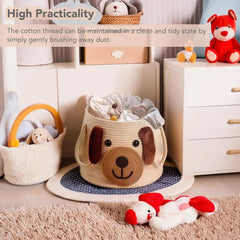 Hugaboom toy storage basket in woven texture ideal for kids' toys.