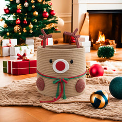 Hugabow Christmas Deer Basket full-shape ready to display as a festive centerpiece