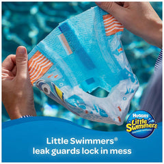Huggies Little Swimmers small side view shows stretchy, comfy fit for water play.