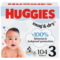 Huggies Snug & Dry 104-count packaging varies for busy families