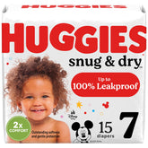 Huggies Snug Dry size 7 diaper package with Disney designs for daily diapering