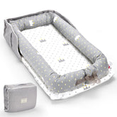Huggynest baby lounger Crown Ash front view highlighting breathable cotton for cozy newborn comfort