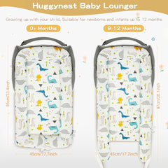 Huggynest baby lounger expandable-bottom grows with baby for longer use.