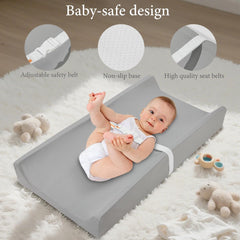 Huggynest changing pad quick-release safety belt helps keep babies safe during diapering.