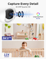 Hugolog 3K 5MP night vision captures color-rich scenes after dark.