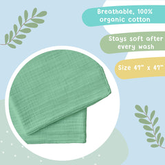 Hugs & Llamas machine-washable swaddle care shot highlights easy laundering.