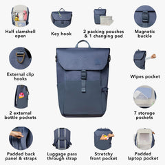Huhu diaper bag interior opening shows full visibility for quick access to belongings.