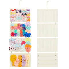 HUHYNN bow organizer beige 4-panel holds 150+ bows for tidy nursery storage