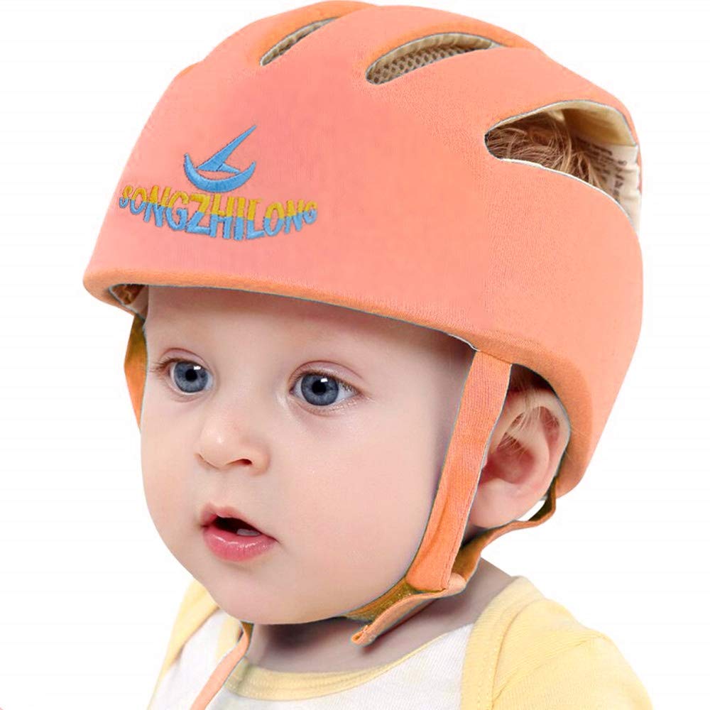 Huifen adjustable baby head protector front view offers enhanced forehead protection for crawling.