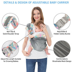 Huifen adjustable-one-shoulder-baby-carrier side-wearing demonstrates weight-sharing straps