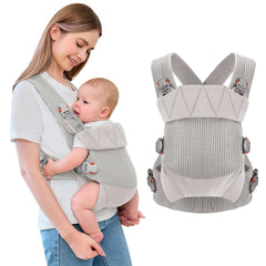Huifen breathable mesh baby carrier enhances cool comfort for infants and caregivers.