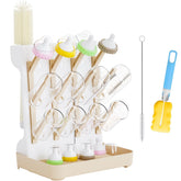 Huishun Baby Bottle Drying Rack front view shows space-saving capacity for up to 12 bottles