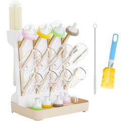 Huishun Baby Bottle Drying Rack front view shows space-saving capacity for up to 12 bottles