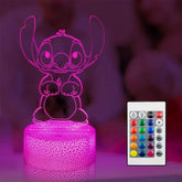 Huitanqian 3D night light with remote control panel showing vibrant colors for kids' rooms