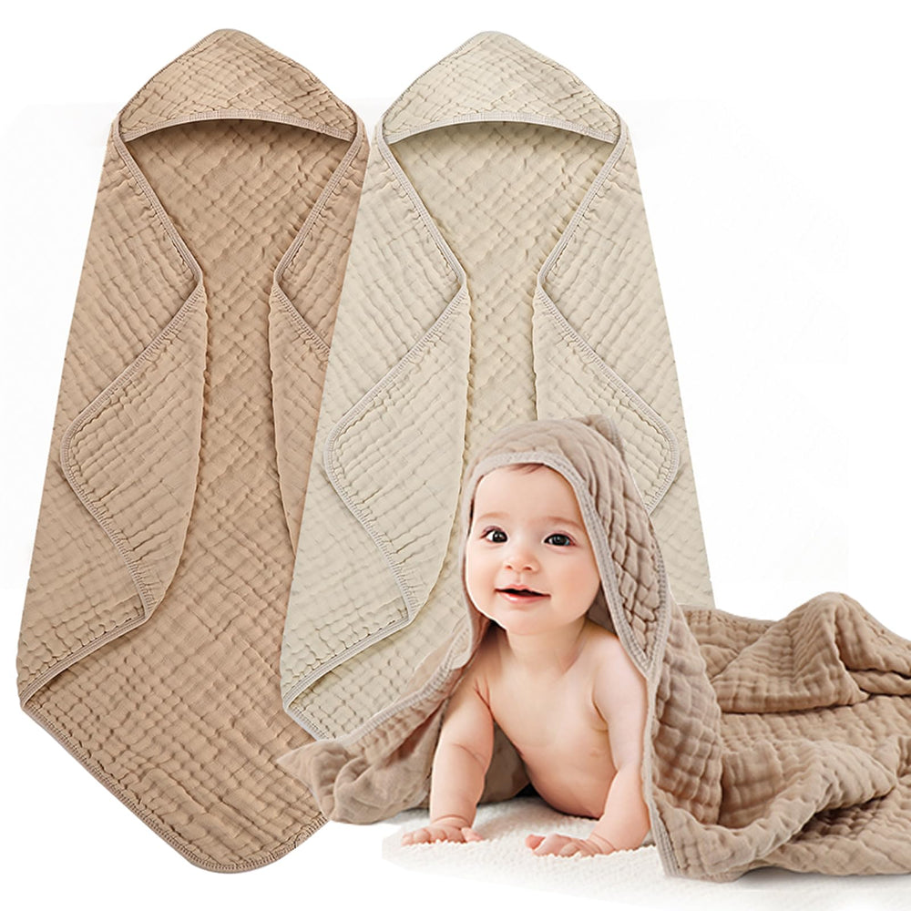 HUITAO hooded towel newborn, 6-layer muslin absorption ideal for newborn baths.