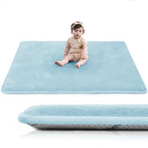Huloo Sleep baby play mat features 1-3 inch thick foam for cushioned tummy time