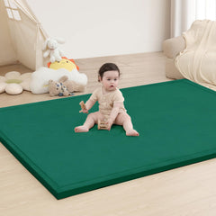 Huloo Sleep baby play mat close-up shows plush foam for soft tummy time.