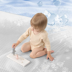 Huloo Sleep Baby Play Mat grey side angle demonstrates stable non-slip backing