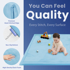 Huloo Sleep light-blue tatami style mat laid out for generous play area