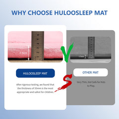 Huloo Sleep memory foam 1.3-inch thickness shown for soft landings.
