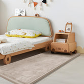 Huloo Sleep Play Mat beige side view showing cushioning for safe crawling