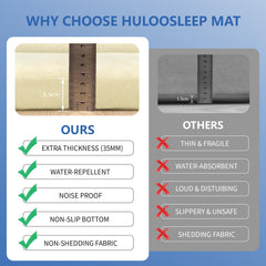 Huloo Sleep water-repellent surface image highlights quick cleanups after spills.