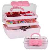 Huniupore hair accessories organizer pink three layer folding keeps items neatly organized for quick styling