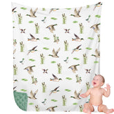 HunnmingRe Mallard Duck Baby Blanket front view with soft flannel fabric for gentle baby skin